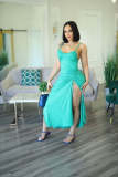 Women's Sexy Slit Stretch Strap Solid Color Sling Dress