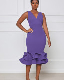 Sleeveless V-Neck Evening Dress 3D Three-Dimensional Skirt Dress
