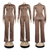 Sexy deep v-neck zip-up jumpsuit nightclub outfit