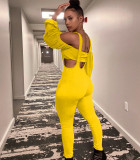 Sexy Solid Color Off Shoulder Two-Piece Bib Pants