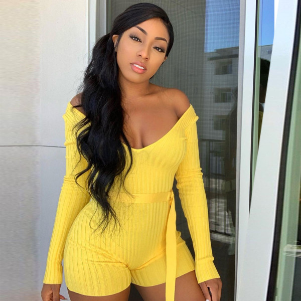 Home wear straps solid color pit strip jumpsuit
