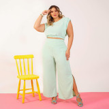 Summer solid color ankle split two-piece set