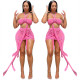 Women's sexy mesh halterneck strappy skirt two-piece set