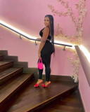 Urban Leisure Tight Solid Color Suit Two Piece