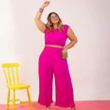 Summer solid color ankle split two-piece set