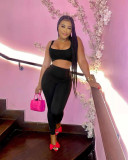 Urban Leisure Tight Solid Color Suit Two Piece