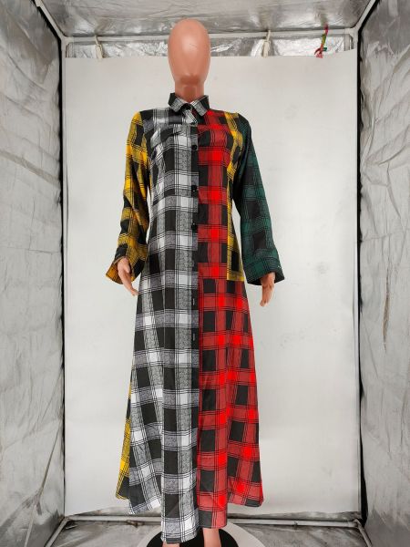 Women's Long Sleeve Plaid Contrast Blouse Jacket