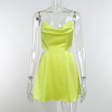 Ladies elegant suspender skirt temperament evening show back simple dress