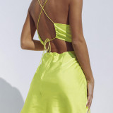 Ladies elegant suspender skirt temperament evening show back simple dress