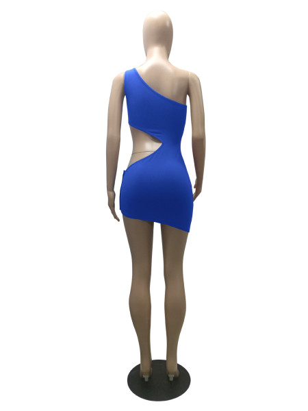 Oblique shoulder sexy dress spring and summer short irregular dress