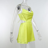 Ladies elegant suspender skirt temperament evening show back simple dress
