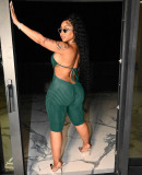 Flocked Lace-Up Backless Sexy Jumpsuit
