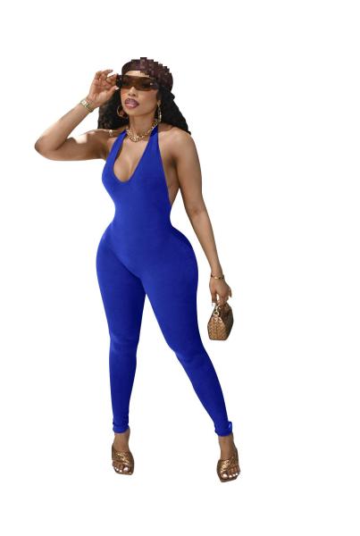 Fashion women's sexy hip open back jumpsuit
