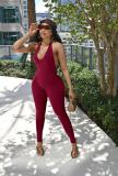 Fashion women's sexy hip open back jumpsuit