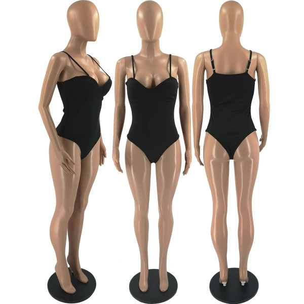 Summer women's sexy low-cut suspenders one-piece shorts two-piece suit