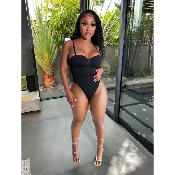 Summer women's sexy low-cut suspenders one-piece shorts two-piece suit