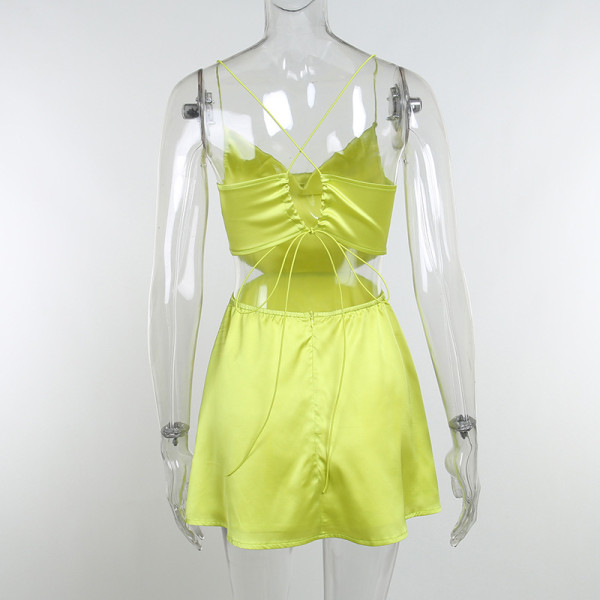 Ladies elegant suspender skirt temperament evening show back simple dress