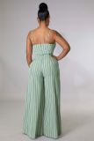 Sexy Striped Backless Sling Wide-Leg Jumpsuit