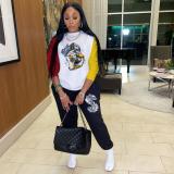Fashion Loose Casual Sports Personality Print Two-piece Set
