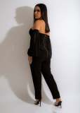 Fashion Ladies Casual Mesh Sheer Pants Two Piece Set