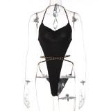 women's halter neck chain suspenders sexy jumpsuit women