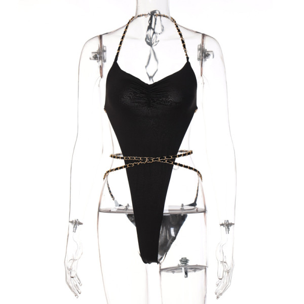 women's halter neck chain suspenders sexy jumpsuit women