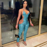 Fashionable Sling Cutout Pleated Jumpsuit