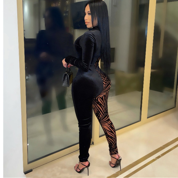 Digital printing stitching sexy fashion women's all-in-one pants