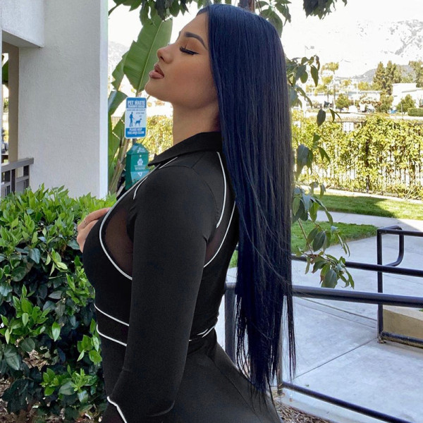 Lapel Mesh Panel Zip Long Sleeve Jumpsuit Shorts