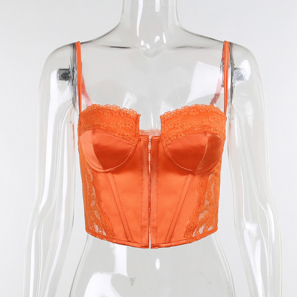 Sexy low-cut tube top solid color sling
