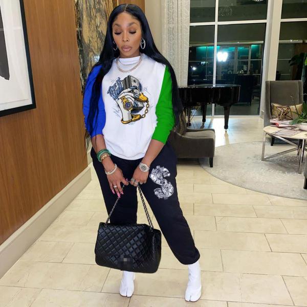 Fashion Loose Casual Sports Personality Print Two-piece Set