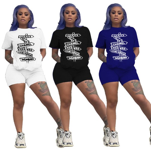 Fashion Women Alphabet Print Casual Suit Two Piece