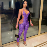 Fashionable Sling Cutout Pleated Jumpsuit