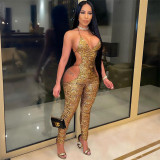 Fashionable Sling Cutout Pleated Jumpsuit