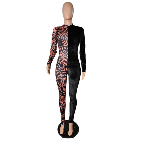Digital printing stitching sexy fashion women's all-in-one pants