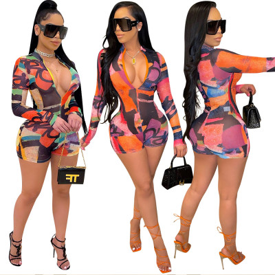 Fashion Sexy Digital Print Jumpsuit