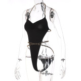 women's halter neck chain suspenders sexy jumpsuit women