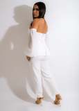 Fashion Ladies Casual Mesh Sheer Pants Two Piece Set