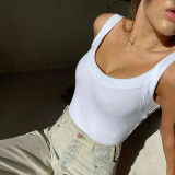 Threaded vest bodysuit simple solid color sexy slim top