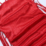 Jacquard lace-up dress summer pleated sexy halterneck skirt