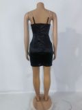 Satin Satin Slim Fit Sexy Nightclub Drill Stripe Dress