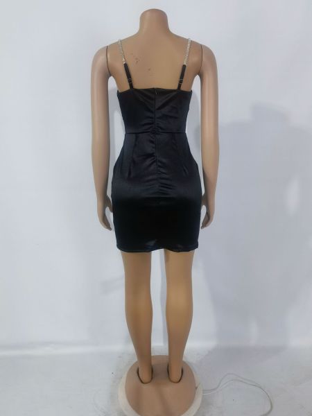 Satin Satin Slim Fit Sexy Nightclub Drill Stripe Dress