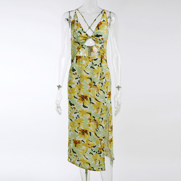 Holiday style kink suspender dress fashion women's print sexy temperament long skirt