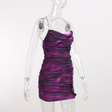 Printed Backless Dress Women's Sexy Backless Square Neck Slip Dress