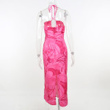 resort print cutout slip dress