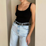 Threaded vest bodysuit simple solid color sexy slim top