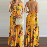 women's sexy skirt print suspender strapless dress