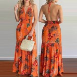 women's sexy skirt print suspender strapless dress