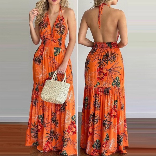 women's sexy skirt print suspender strapless dress