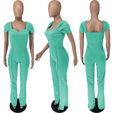 Casual Solid Color Wide Leg Jumpsuit
